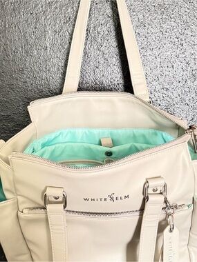 White Elm Cream Tote Bag with Mint Interior